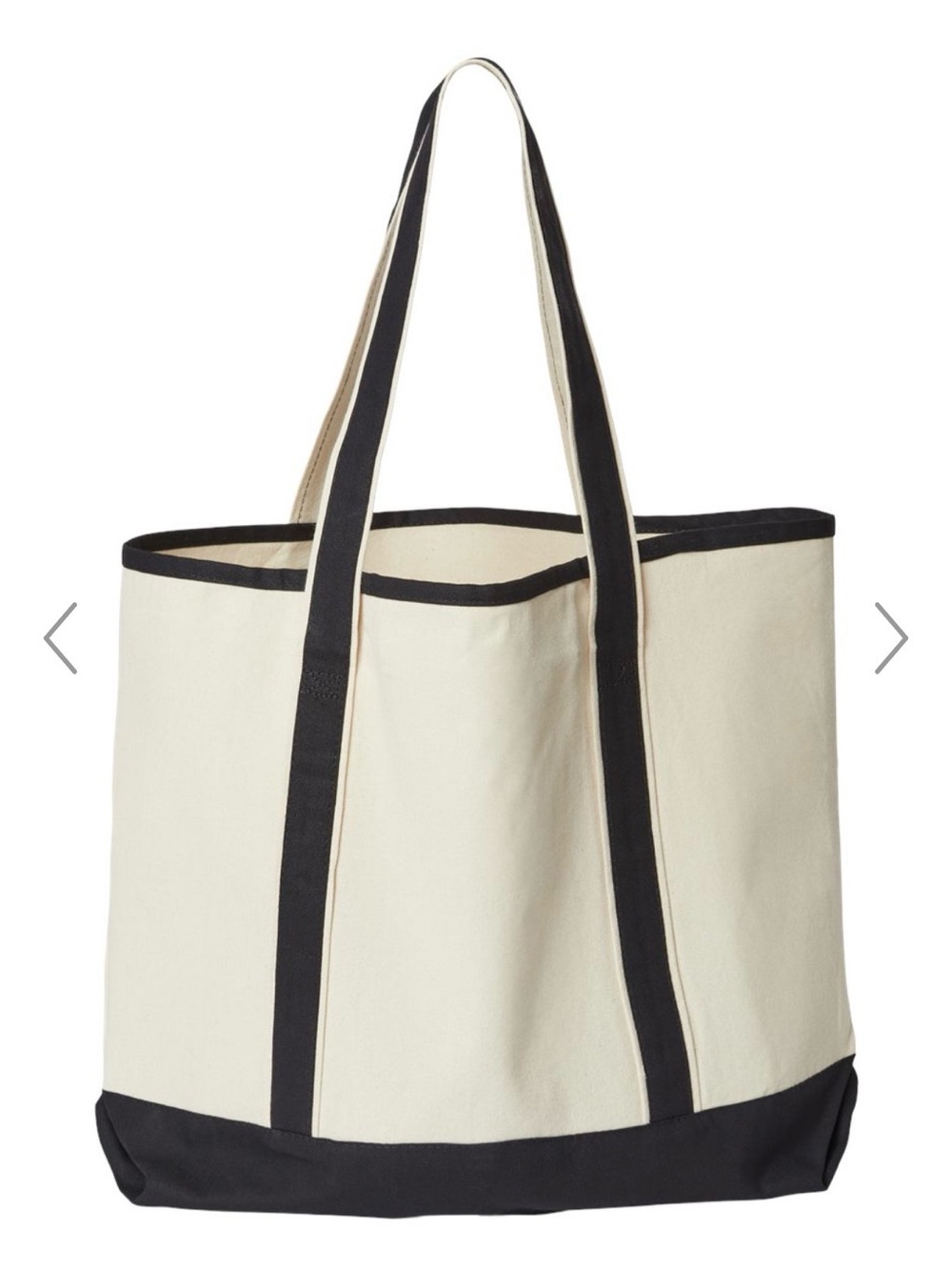 Canvas Tote Bag in Cream with Black Trim - Large Market Tote